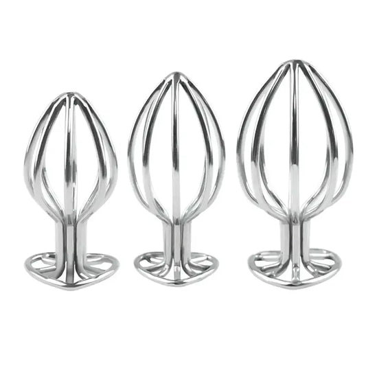 Silvery Heart-shaped Cut-out Metal Anal Plug For Anal Expansion