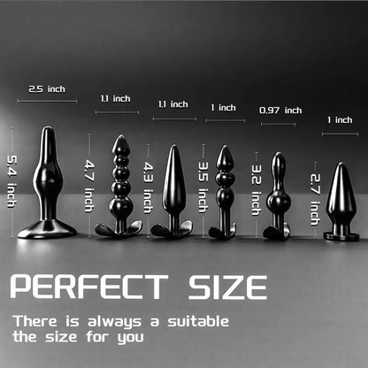6pcs TPE Butt Beads Plug Set Silicone Anus Toys With Curved Base