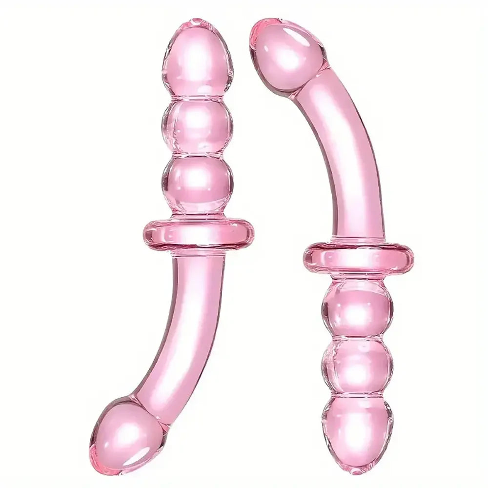 Pink Glass Dildo Anal Plug Self-Wrist Handheld Massage Anal Beads