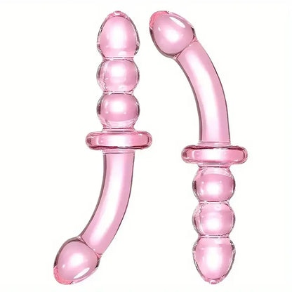 Pink Glass Dildo Anal Plug Self-Wrist Handheld Massage Anal Beads