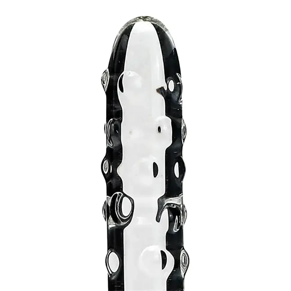 Elegant Glass Threaded Anal Plug With Heart-Shaped Beads Stimulator