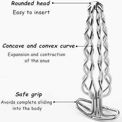 Elegant Metal Anal Plug With Hollow Design For Prostate Massage