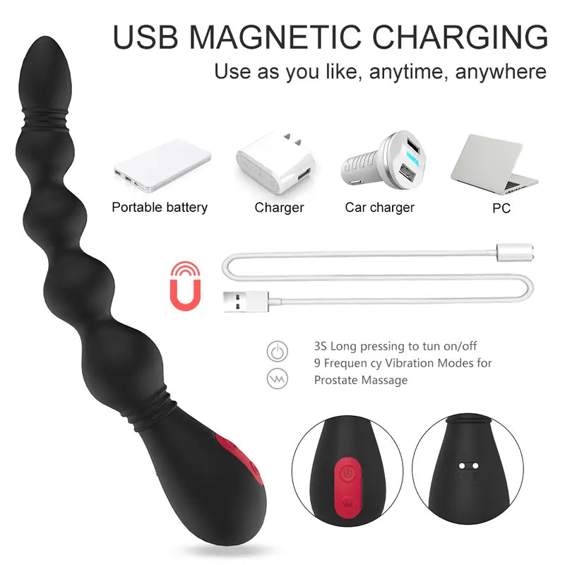 Vibrating Anal Beads Plug Flexible Silicone Anal Butt Plug For Couple
