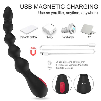 Vibrating Anal Beads Plug Flexible Silicone Anal Butt Plug For Couple