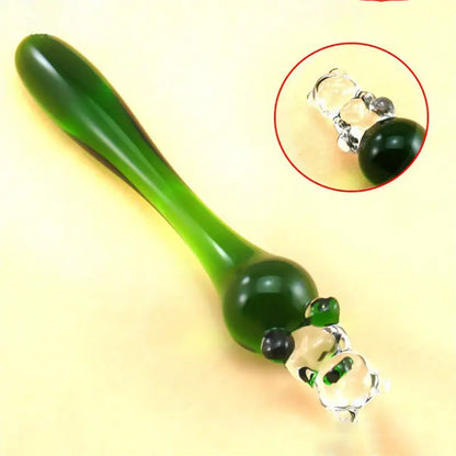 Women Wand Massager Bear Glass Butt Plug G-spot Stimulator