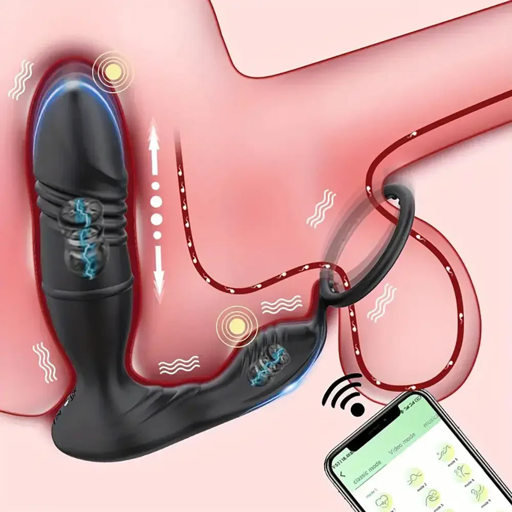 Electric Retractable Anal Plug With App Remote Control Prostate Massager