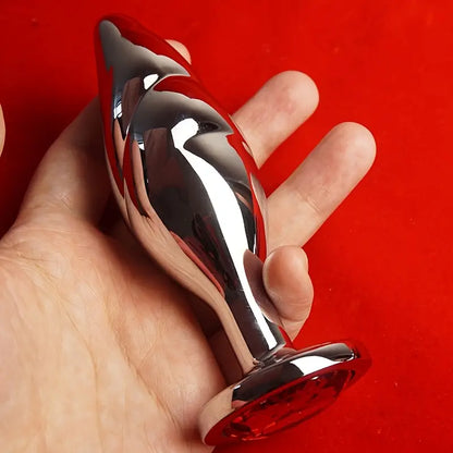 Aluminum Alloy Metal Butt Plug With Crystal Base Anal Training Trainer