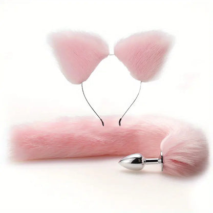 2pcs Set Role Play Luxury Fox Tail Anal Plug Butt Suitable For Women