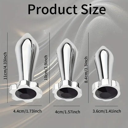 3pcs Anal Trainer Plum Blossom Shape Anal Toys Jeweled Metal Butt Plug