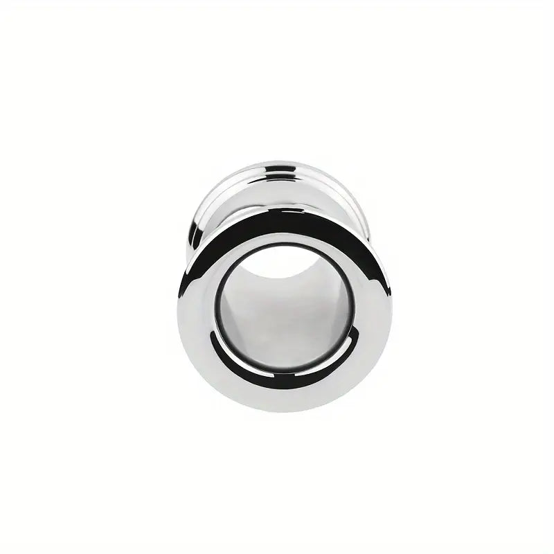 SM Stainless Steel Chastity Penis Ring Hollow Enema Anal Plug