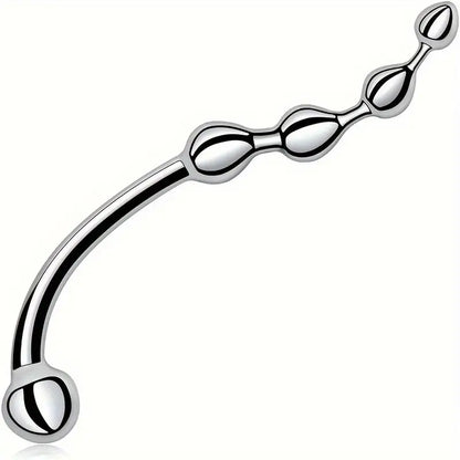S-Shaped Gradient Bead Design Metal Butt Plug Waterproof Anal Hook