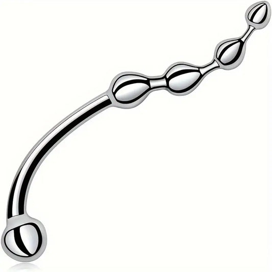 S-Shaped Gradient Bead Design Metal Butt Plug Waterproof Anal Hook