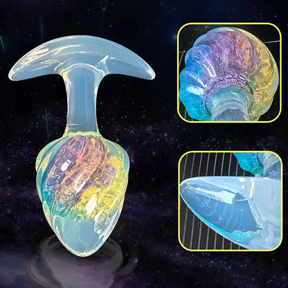 Transparent Color-Changing Silicone Butt Plug Textured Anal Toy