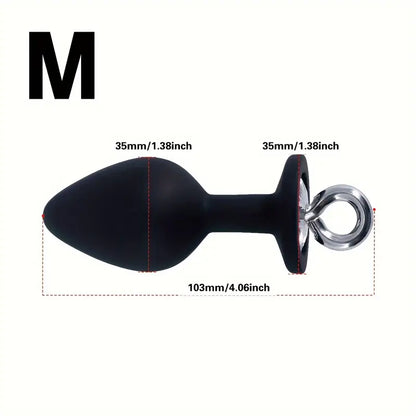 Pull Ring Silicone Anal Plug For G-point Massage Gem Base Butt Plug