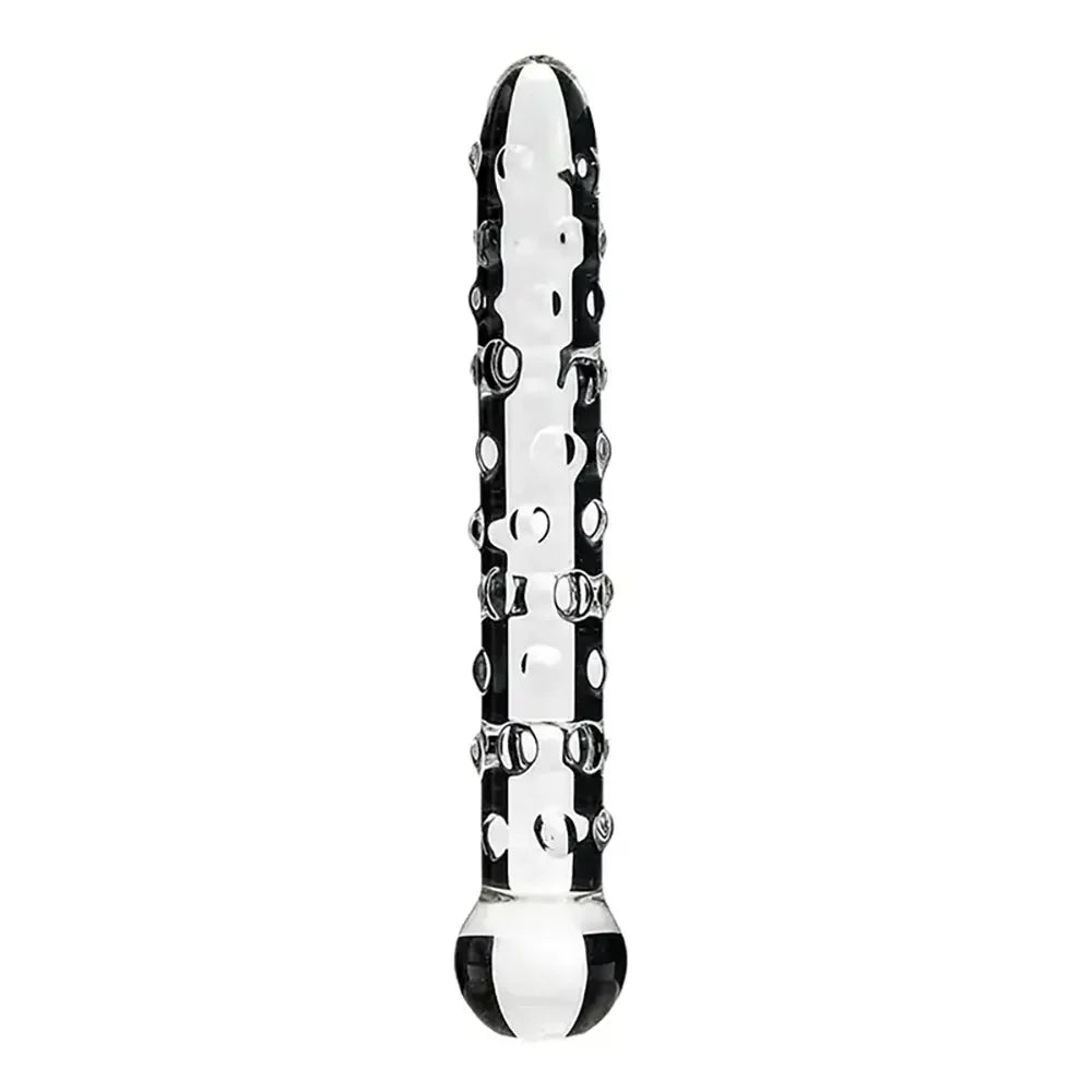 Elegant Glass Threaded Anal Plug With Heart-Shaped Beads Stimulator
