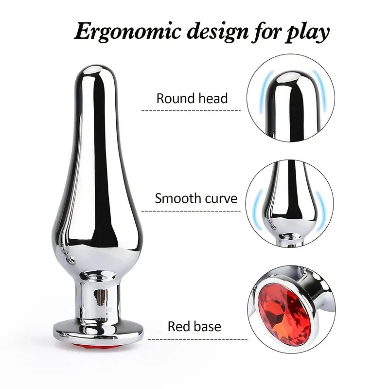 Tapered Anal Plug Trainer Kit Metal Jeweled Fetish Jewelry Butt Plug
