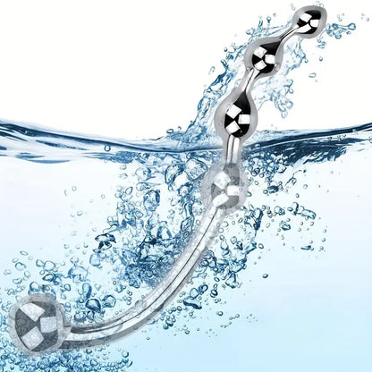 S-Shaped Gradient Bead Design Metal Butt Plug Waterproof Anal Hook