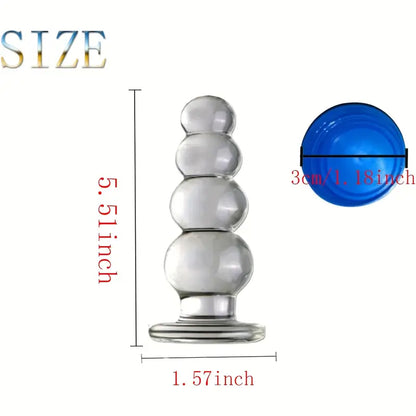 Glass Dildo Butt Plug Crystal Glass Anal Plug Transparent Anal Beads