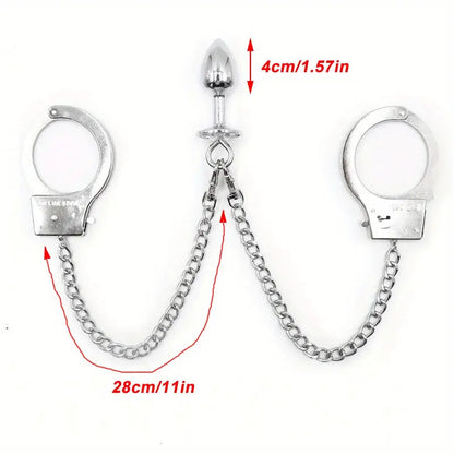 Handcuffs Anal Plug Butt BDSM Bondage Toy Anal Plug with Handcuffs