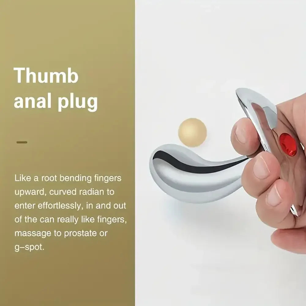 Golden Thumb Metal Male Anal Plugs With Gemstone Base Design