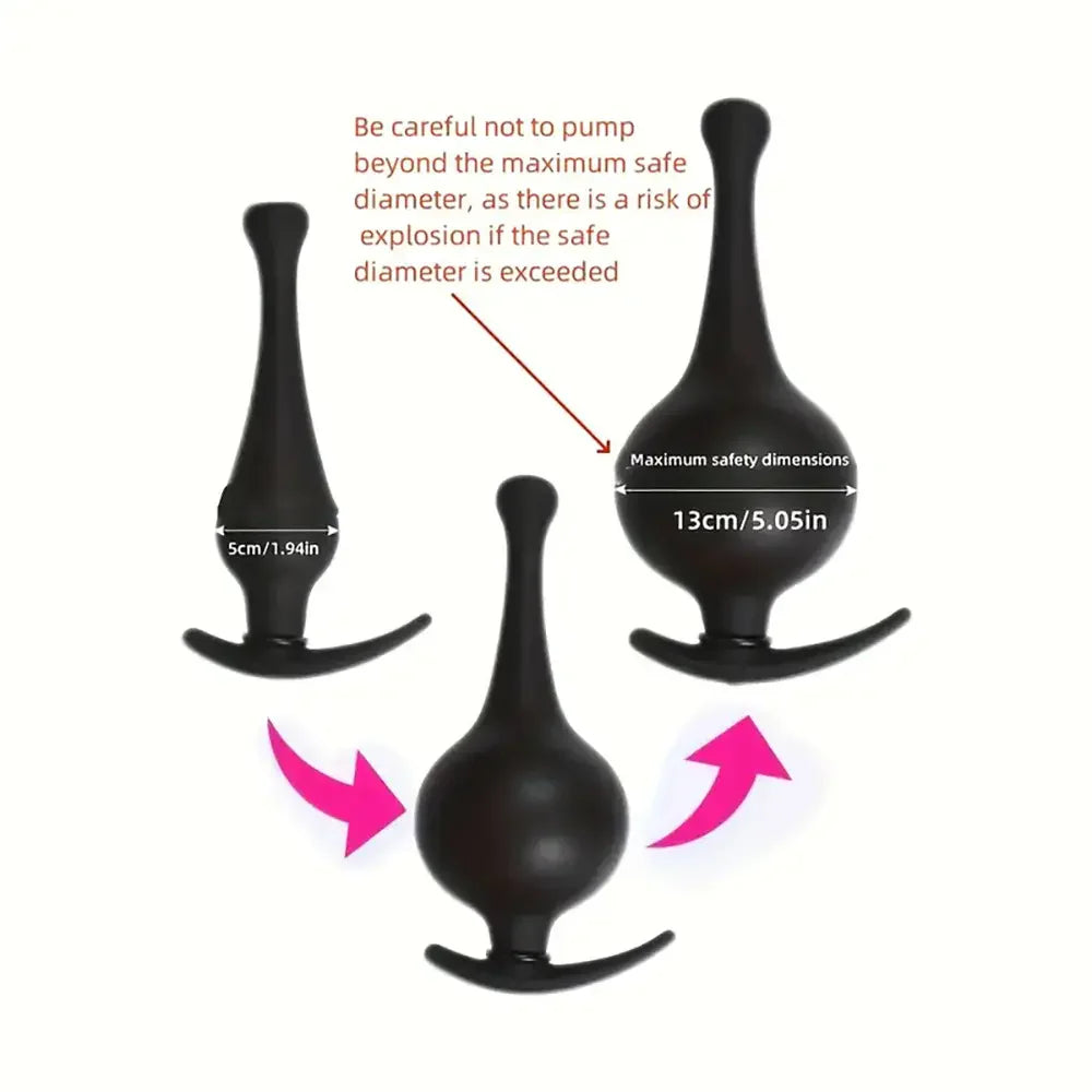 Silicone Expand Inflatable Anal Plug Adjustable Anal Balloon Pump