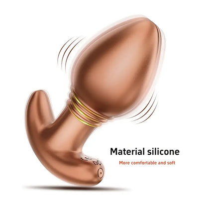 Golden Silicone Vibrating Butt Plug Rechargeable Prostate Massager