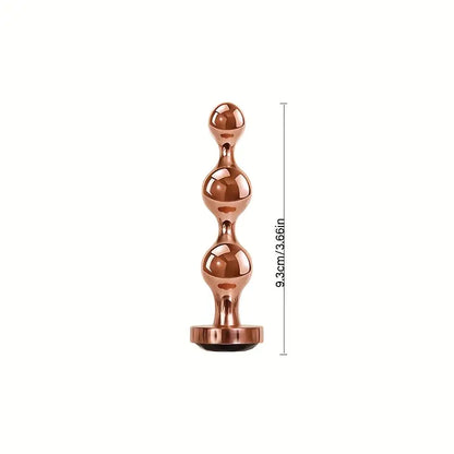 Rose Golden Metal Anal Plug 3-Tier Butt Plug With Gemstone Base