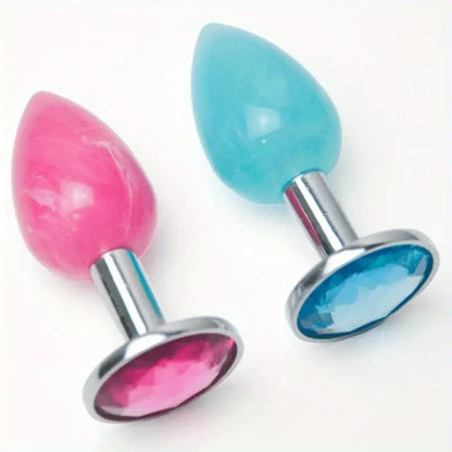 Colorful Water Diamond Metal Anal Plug For Couples For Foreplay Intimacy