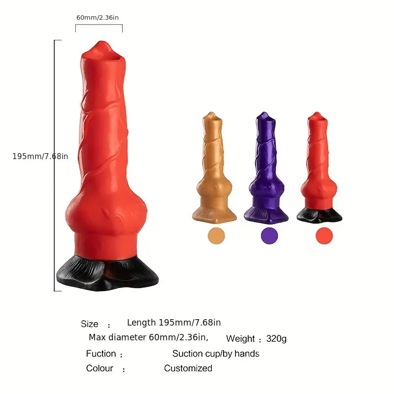 7.68in Soft Dog Knot Male Prosthetic Sex Toy Male Cock Dildo Anal Plug