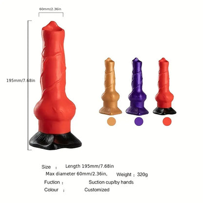 7.68in Soft Dog Knot Male Prosthetic Sex Toy Male Cock Dildo Anal Plug