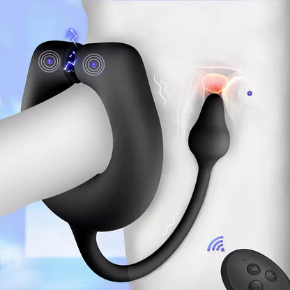 Vibrating Cock Ring With Anal Butt Plug Prostate Massage Enhanced Pleasure