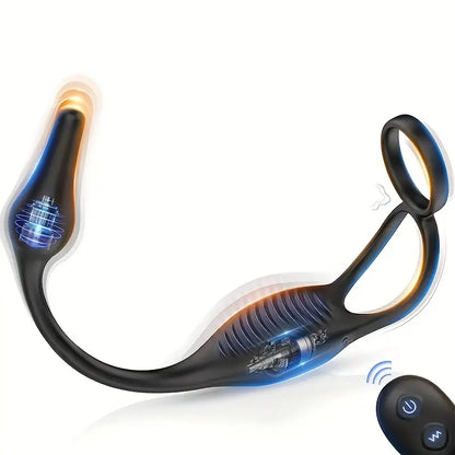 Vibrating Cock Ring Prostate Massager Butt Plug With Remote Control