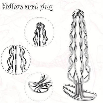 Elegant Metal Anal Plug With Hollow Design For Prostate Massage