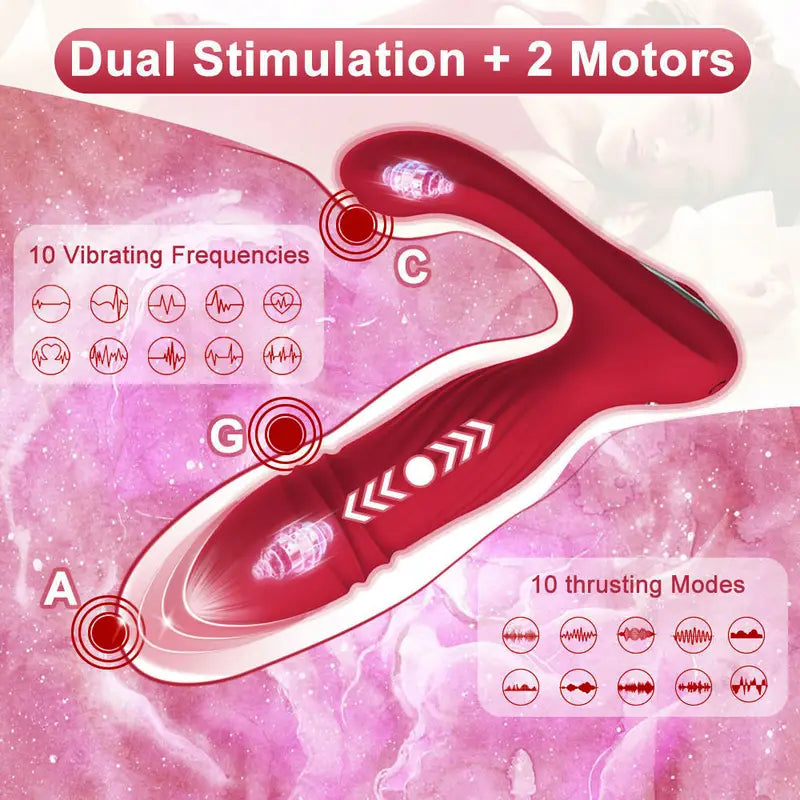Thrusting Rabbit G Spot Clitoral Realistic Silicone Butt Plug Vibrator