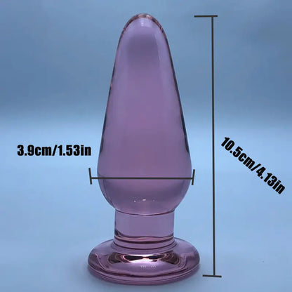 Transparent Glass Dildo Pink Anal Plug For Anal Expansion Masturbation