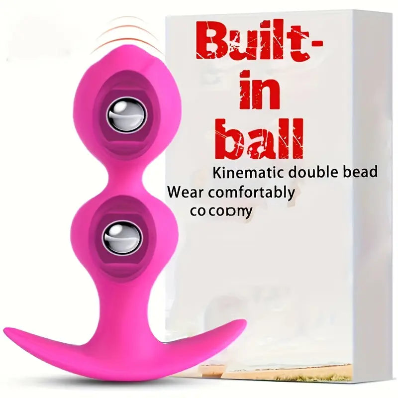 Wearable Pink Silicone Anal Plug With Ball Bearings Prostate Massager