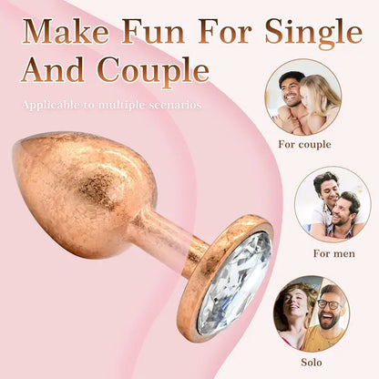 Butt Plug Sex Toy With Jeweled Base G Spot Stainless Steel Anal Set