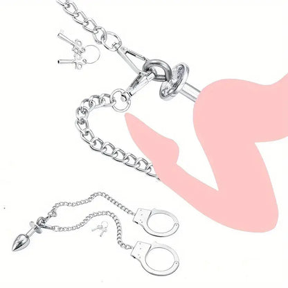 Handcuffs Anal Plug Butt BDSM Bondage Toy Anal Plug with Handcuffs