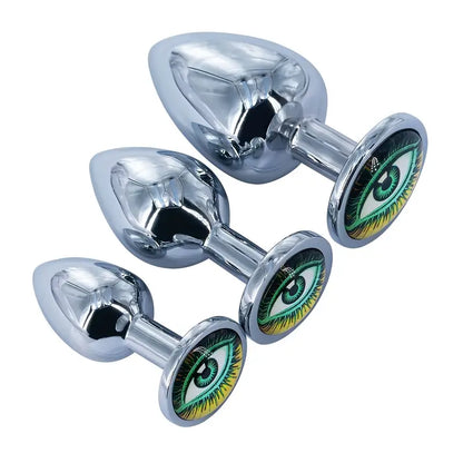 Metal Round Anal Plug With Various Pattern Sequins Alternative Toy