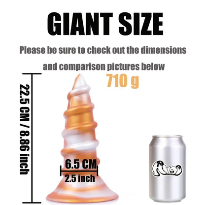 Giant Screw-Shaped Large Soft Skin-Friendly Silicone Butt Plug