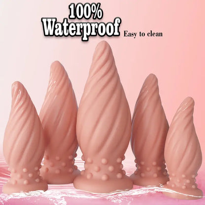 New Apricot-Colored Special Spiral Cone Anal Plug Novel Anal Toy