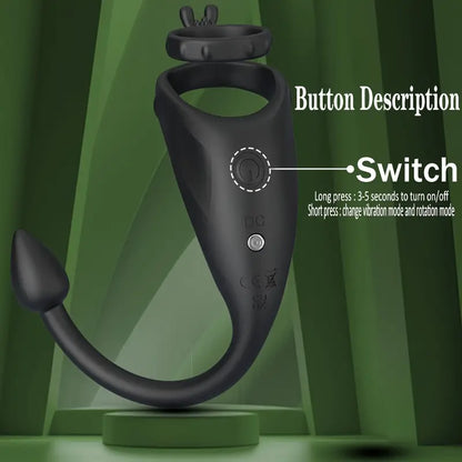 Dual Motor Wellness Vibrating Cock Ring Anal Butt Plug Ring Vibrator