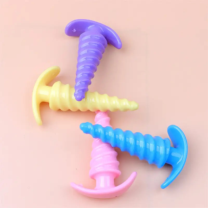 Plastic Spiral Butt Plug Anal Trainer G Spot Stimulator With Pull Handle