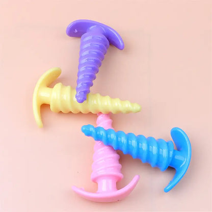 Plastic Spiral Butt Plug Anal Trainer G Spot Stimulator With Pull Handle