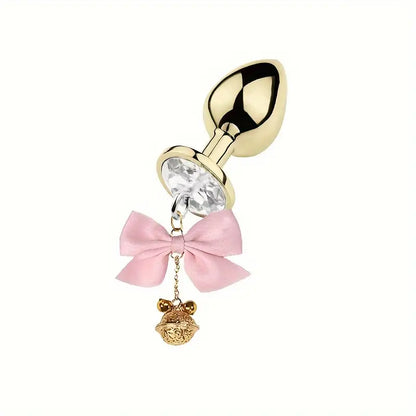 SM Adult Sex Metal Anal Plug With Bow Wind Chime Accessories