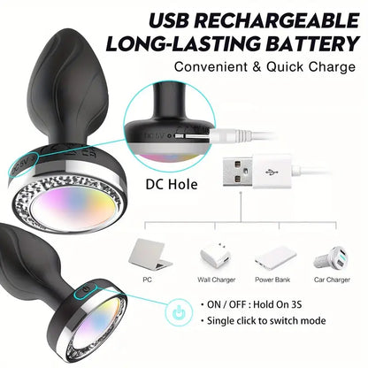 Vibrating Anal Plug With 10 Vibrating Light Modes Male Prostate Massager