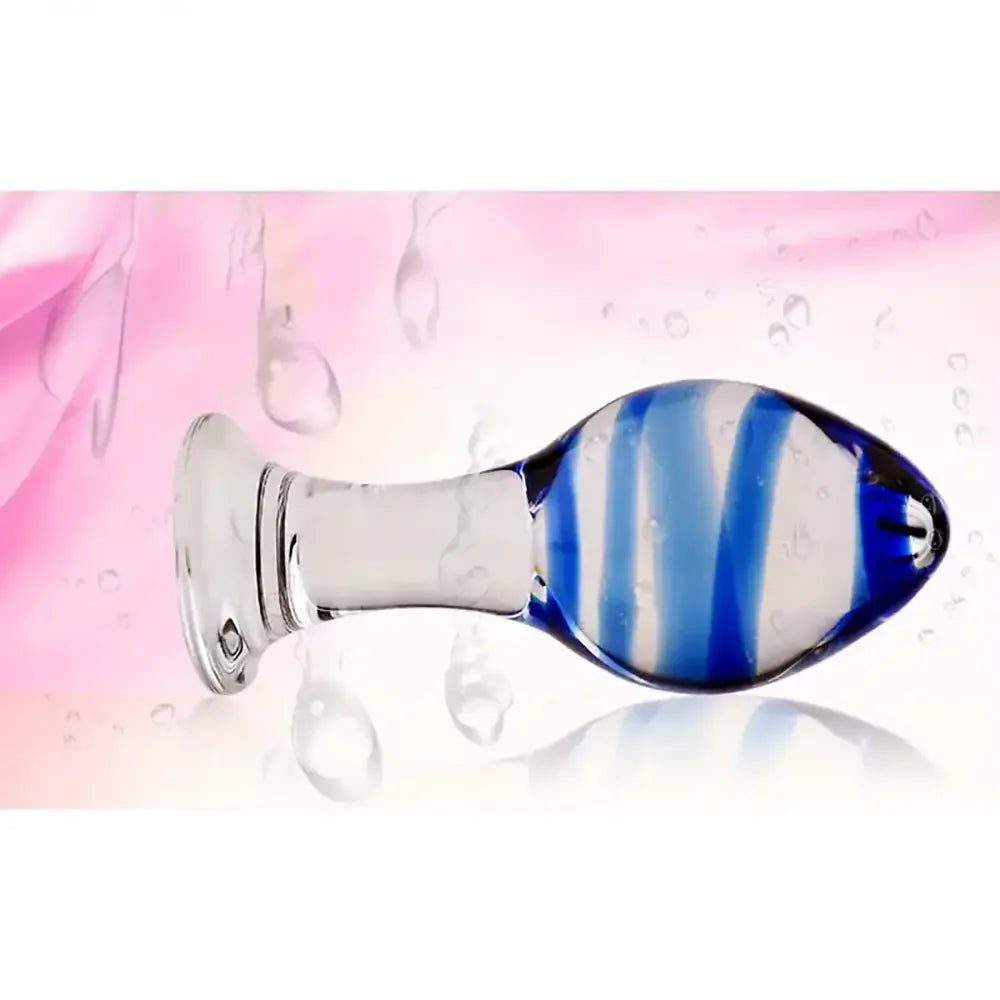 4.13inch Blue Glass Crystal Ball Plug Stimulator Butt Pleasure Wand