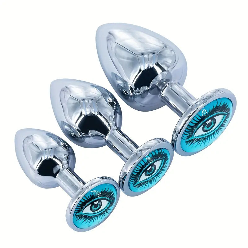 Metal Round Anal Plug With Various Pattern Sequins Alternative Toy