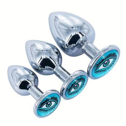 Metal Round Anal Plug With Various Pattern Sequins Alternative Toy