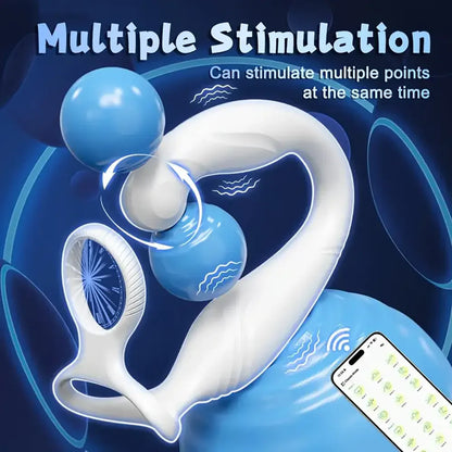 Rotating Anal Vibrator C-Shaped Penis Ring Adult Anal Sex Toy